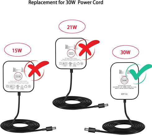 30W Power Cord Adapter for Echo Show 8, 2nd Gen, 3rd Gen, Plus 2nd Gen, and Show 10 (3rd Gen)