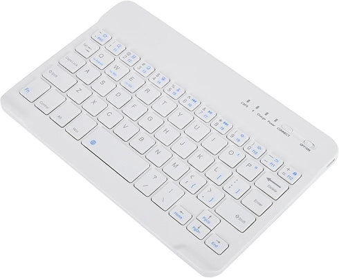 7 Inch Mini Universal Bluetooth Keyboard, Multi-Function Aluminum Alloy Portable Ultra-Slim Keypad, White Color