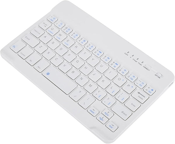 7 Inch Mini Universal Bluetooth Keyboard, Multi-Function Aluminum Alloy Portable Ultra-Slim Keypad, White Color