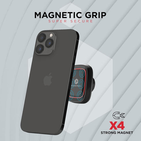 Car Phone Holder Mount, Magnetic Vent Mount, Easy Mounting and Release for Smartphones, Black and Red Line