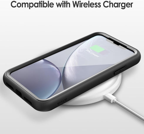 JETech Case for iPhone XR - 6.1-Inch with Built-in Anti-Scratch Screen Protector, Rugged Clear-Back Cover (Black)