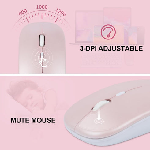 Bluetooth Keyboard and Mouse Combo - Ultra-Slim Portable Rechargeable Wireless Set for iPad/Mac OS, Android, Windows