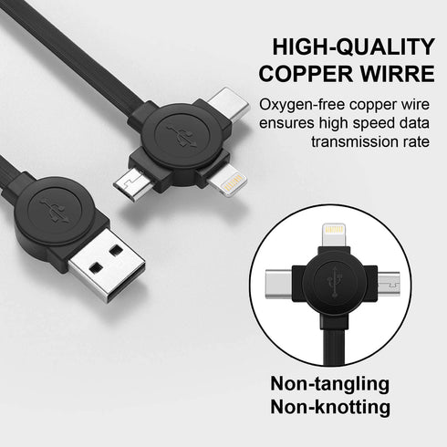 3.3ft Retractable Multi Charger Cable 2-Pack, 3-in-1 Fast Charging Cord for iPhone, iPad, Samsung, PS, Tablets & More
