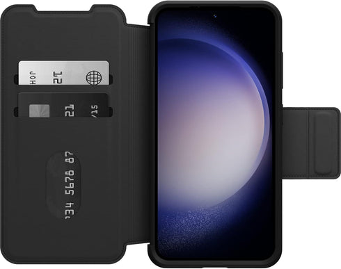 OtterBox S23 Galaxy Strada Series Case - Shadow (Black), Card Holder, Genuine Leather, Pocket-Friendly, Folio case