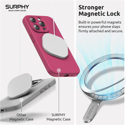 SURPHY iPhone 15 Pro Case (6.1 inch, 2023) - Liquid Silicone, MagSafe Compatible, Hibiscus + 2 Pack Screen Protector.