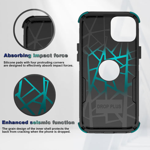 iPhone 12/iPhone 12 Pro Case (6.1in) - Black, 10FT Military Dropproof, Non-Slip Shockproof + 2 Tempered Glass