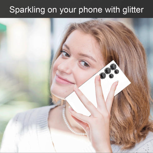 Samsung Galaxy S22 Ultra Camera Lens Protector - 5+5 Pack, Glitter Bling, Tempered Glass, Phone Case Friendly (Black)