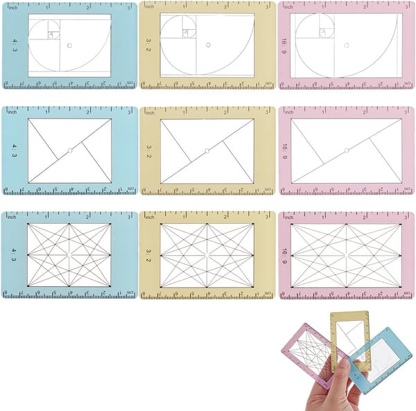 9 Pcs Photo Composition View Finder Tool Portable Golden Ratio Viewfinder Acrylic