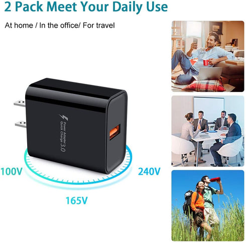 Quick Charge 3.0 Fast Charging Block for Samsung Galaxy S24 S23 S22 S21 A51 A20 A21 A10e Note 20, Wall Charger Type C