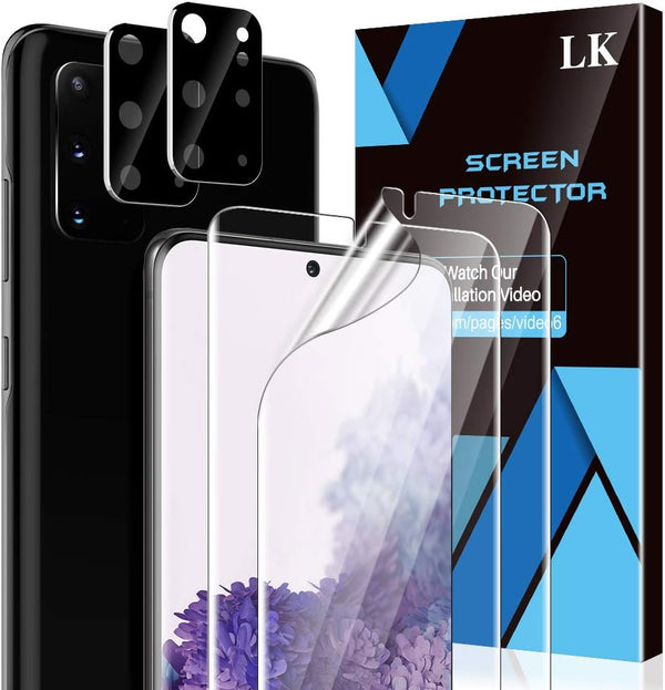 Samsung Galaxy S20 Plus Screen Protector 4 Pack + Camera Lens Protectors, HD Ultra-Thin TPU, In-Display Fingerprint