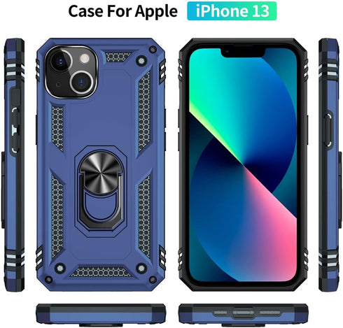 Aozuoton Military Grade Shockproof Phone Case for iPhone 13, Blue