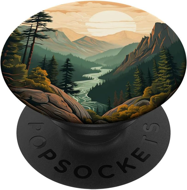 PopSockets Adhesive PopGrip, Mountains Wilderness Forest Hiking Pine Tree Nature.