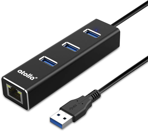 USB to Ethernet Adapter - atolla 3 Ports USB 3.0 Hub with 10/100/1000 Mbps LAN RJ45 Network Adapter