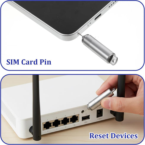 Wanmu 2 1 Reset SIM Card Ejector Tray Removal Tool with Cleaning Brush, Portable in Keychain EDC Ejector Pins Needle