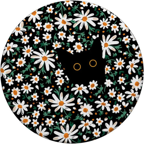 Cute Black Cat Hiding in Daisy Flower, Floral Cat PopSockets Standard PopGrip