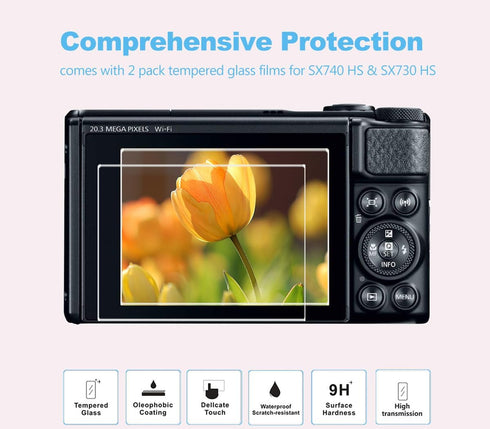 Pocoukate Case for Canon PowerShot SX740 HS Camera, Soft Silicone Protective Cover Skin with Removable Lens Cover for SX740/SX730 HS Accessories Rubber with Tempered Glass Screen Protector - Pink ?