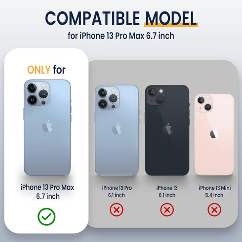 iPhone 13 Pro Max Case with Slide Camera Cover & 360° Rotate Ring Stand, Military Drop Protection, Black