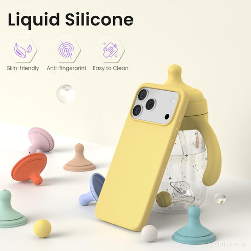 ORNARTO 17 6.9", 3 Compatible with iPhone Pro Max Case Slim Liquid Silicone Layers Soft Gel Rubber Shockproof