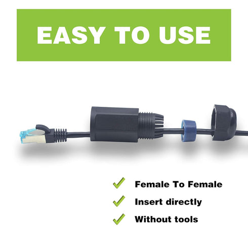 Waterproof RJ45 Coupler IP67 CAT6 Waterproof RJ45 Connector POE Outdoor Ethernet Connector 2 Pack