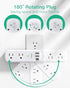 Mifaso 6 3 1800 3-Sided Outlet Extender with Rotating Plug, Surge Protector AC Multi Plug Wall Outlets and USB Ports
