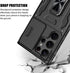 Shockproof Phone Case for Samsung Galaxy S24 Ultra, Sliding Camera Cover & Ring Holder Kickstand, Black