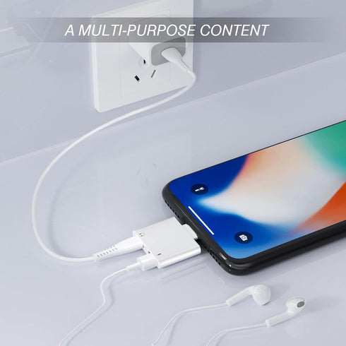 iPhone Dual Lightning Headphone Adapter Audio Charger (2pack) Jack Dongle Splitter 2in1 Adaptador Para AUX Earphone