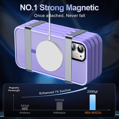 MOCCA Magnetic iPhone 11 Case, Slim Thin Shockproof Cover with Glass Screen Protector - Light Purple