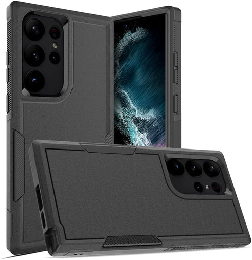 for Samsung Galaxy S23 Ultra Case: Dual Layer Heavy Duty Protective Cover with Screen Protector - Black