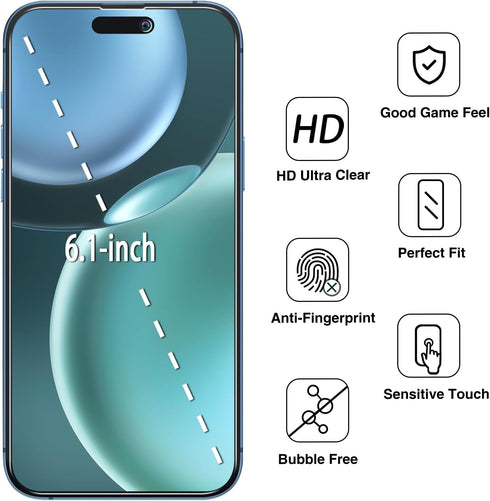 (2 Pack) Privacy Screen Protector Designed for iPhone iPhone 15 Pro Anti-Spy Tempered Glass 6.1-inch, Anti Scratch, Bubble Free