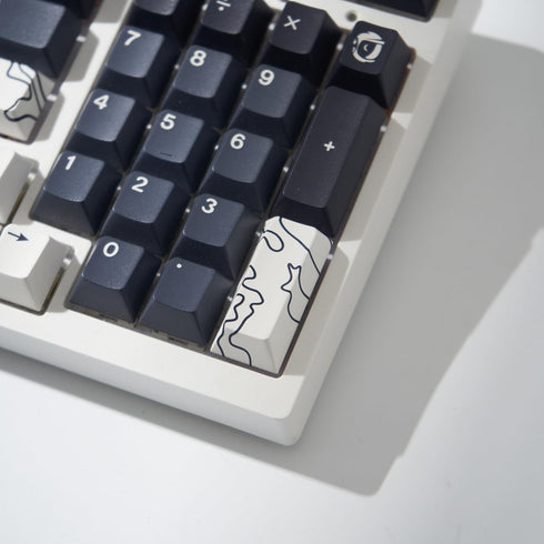 4pcs White Topographic Keycaps, PBT Cherry Profile Dye-Sublimation Custom Keycap Set for Mechanical Keyboards