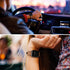 OUHENG Compatible Apple Watch Band 42mm 41mm 40mm 38mm, Sweatproof Genuine Leather and Rubber Hybrid Strap - Brown/Black