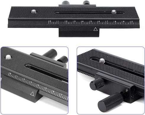 Joyzan 2 1/4" Macro Focusing Rail Slider, Way Shot Focus Mount Camera Flash Support Bracket Holder Photography Closeup
