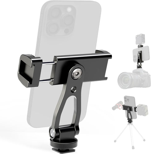 ZOINSHOT 360 2 1/4" All Metal Phone Tripod Mount, Rotation Tripod Phone Mount with Cold Shoes, Adjustable Cell Phone