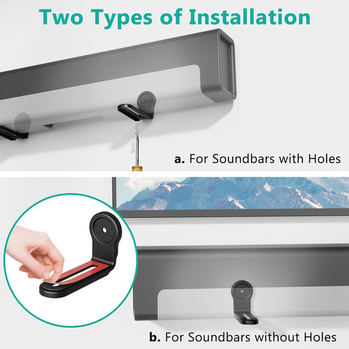 WALI Sound Bar Mounts Under TV - Universal Wall Mount Shelf with Anti-Skid Pad for All Types of Wall