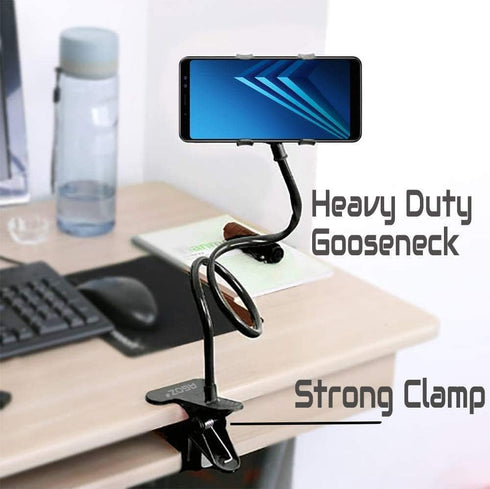 Agoz Cell Phone Holder Gooseneck Mount, Lazy Clamp Clip Flexible Phone Stand for Office Desk Bed (iPhone 15 Pro MAX,