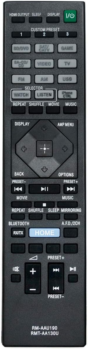 RMT-AA130U RM-AAU190 Replace Remote Control - Applicable for Sony STR-DN1060, STR-DN860, STR-DH550, STR-DH750