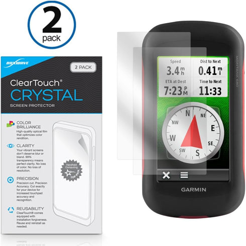 BoxWave Screen Protector for Garmin Montana 680, ClearTouch Crystal (2-Pack), HD Film Skin, Scratch Shield