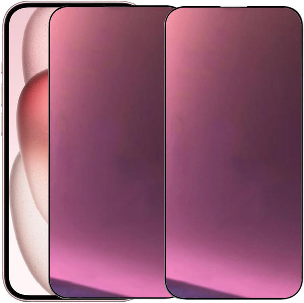2 Pack Anti-Blue Tempered Glass Mirror Screen Protector Film for iPhone 15 Plus, 6.7 inch 9H Hardness Full Covered