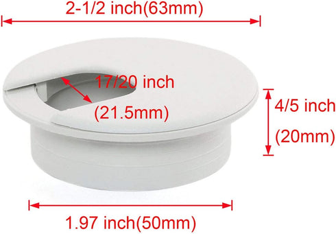 2pcs 2 Inch Desk Wire Cord Cable Grommets Hole Cover for Office PC Desk Organizer (White)