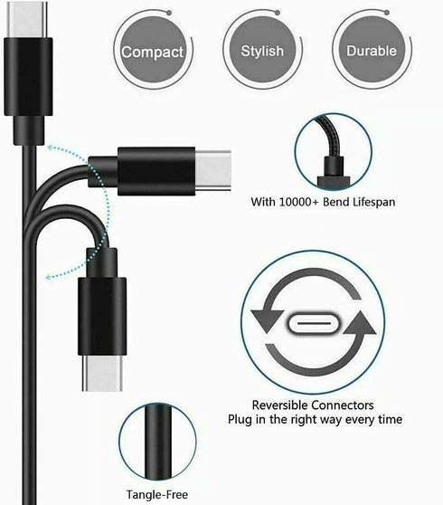 Replacement USB-C Charger Cable for TOZO T20 T18 T12 Pro T10 T9 NC9 NC7 NC2 X1 G1 A1 A2 A3 Earbuds & More