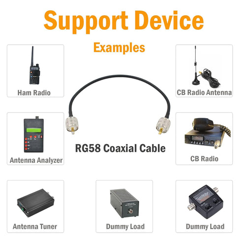 exgoofit PL259 12 inch RG58 Analyzer,Dummy Male to Male Adapter Cable Low Loss Digital Coax UHF Jumper Cable for HAM
