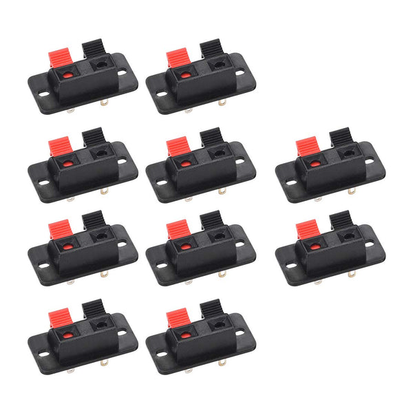 uxcell 2 Way Spring Speaker Terminal Clip Push Release Connector Cable Terminals Strip Block 10Pcs