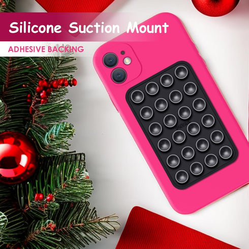 PKYAA Silicone Suction Phone Case Mount, Adhesive Accessory for Smartphones, Hands-Free Mirror Holder, Black