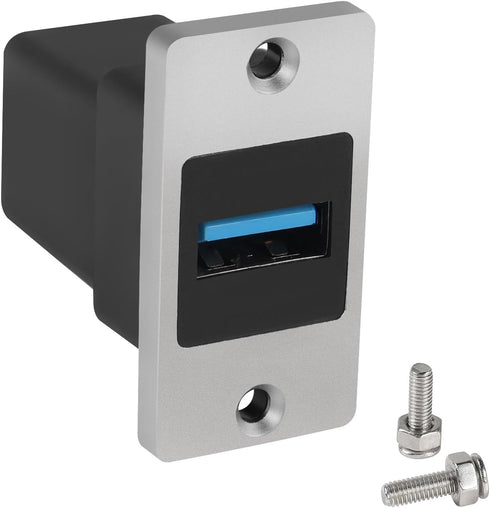 QIANRENON 5Gbps USB3.0 Rectangular Metal Panel Adapter, USB3.0 Female to Female Panel Mount Connector