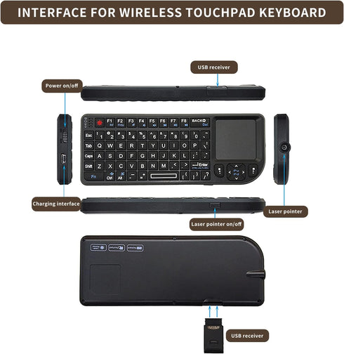 Gugxiom 2.4G Wireless Touchpad Keyboard, USB2.0 Mini Wireless Keyboard with 69 Backlight Keys and Touch Pad