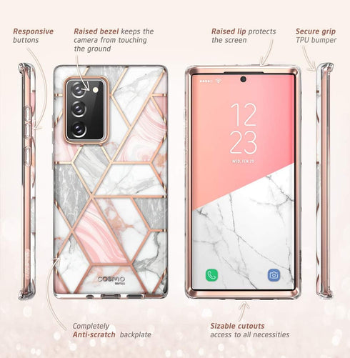 i-Blason Cosmo Series Case for Galaxy Note 20 5G 6.7 inch (2020 Release), Protective Bumper Marble Design