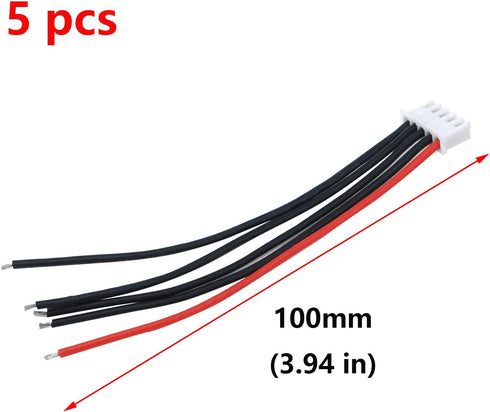 Antrader 4S Battery Balance Charger Silicone Wire Extension Cable for Li-Po Batteries, 14.8V, 3.9-inch, 5pcs