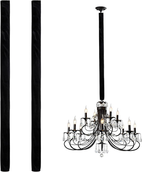 NICENEEDED 2 PCS Chandelier Fabric Cord Cover, Black Chandelier Chain CoverChain Cable