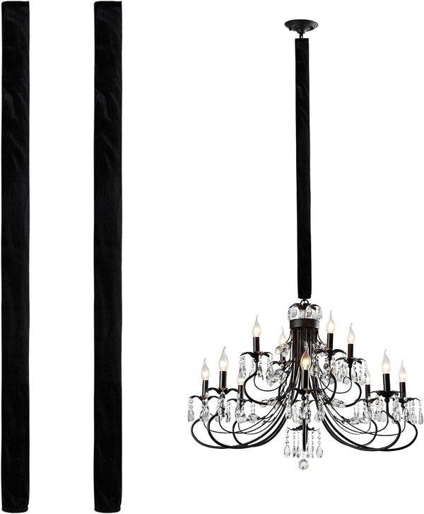 NICENEEDED 2 PCS Chandelier Fabric Cord Cover, Black Chandelier Chain CoverChain Cable
