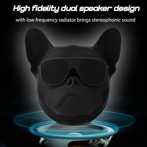 Bulldog Speaker Wireless Bluetooth Speaker, French Bulldog Speaker Portable Mini Speaker Bulldog Head Cool Artistic Stereo Decorative Speaker Supported USB & T Flash Card, for Phone, Computer, Tablet